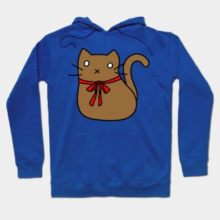 Red Ribbon Tie Brown Cat Hoodie